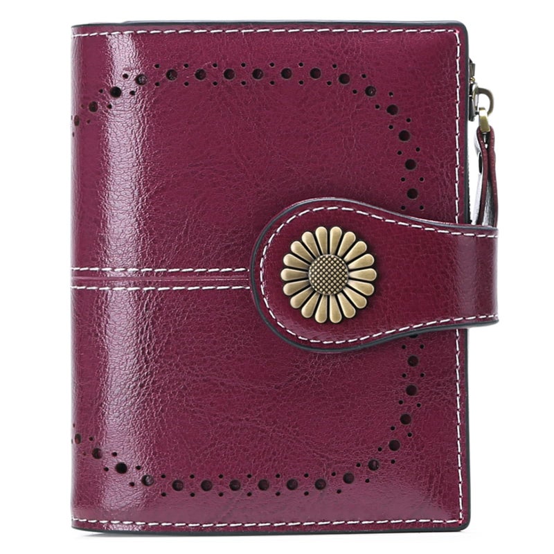 SENDEFN Small Womens Wallet Leather Bifold Card Holder RFID Blocking with Zipper Coin Pocket - Image 1